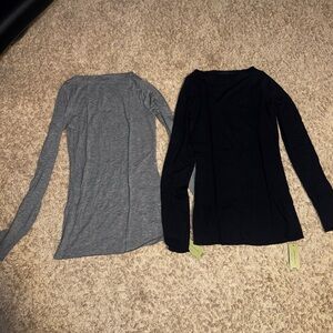 Intimissimi Boat Neck Modal Cashmere Ultralight Gray and Black Long Sleeve Top